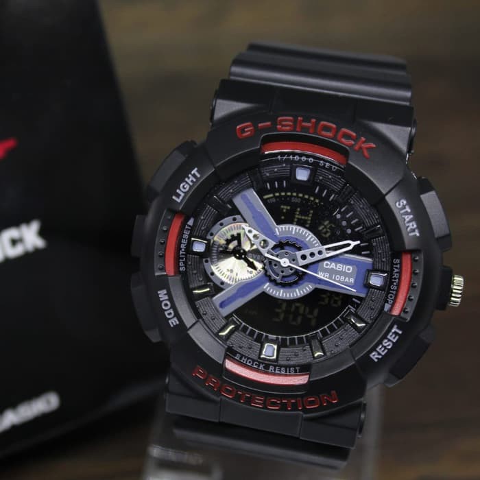JAM TANGAN PRIA / COWOK G-SHOCK GS GA 110 BLACK LIST RED