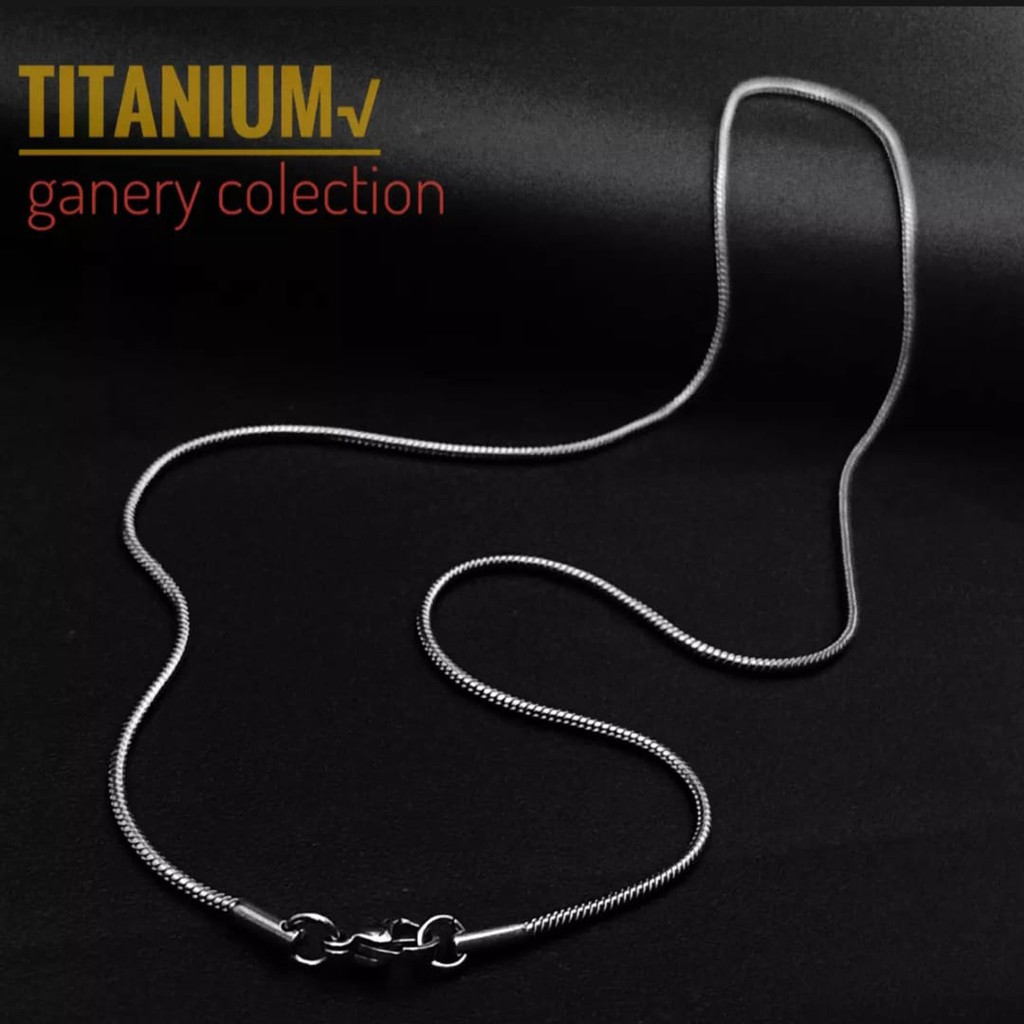 Kalung Bulat Titanium Pria Wanita emas silver