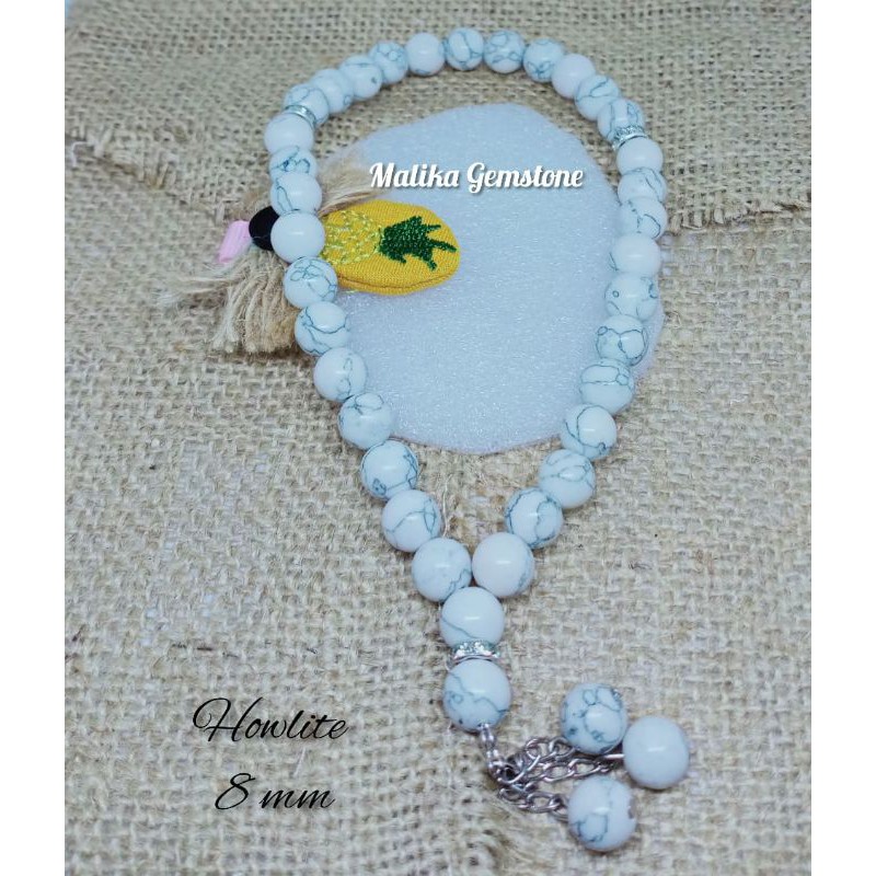 TASBIH BATU HOWLITE 33 BUTIR 8 MM 100% NATURAL