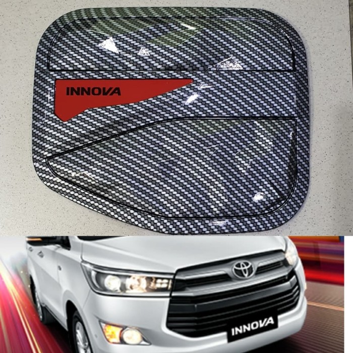 Tank cover tutup bensin toyota all new innova inova reborn 2016 sampai 2023 ribon / venturer 2020 2019 2018 2017 2021 zenix CARBON  hitam DOFF chrome crome tempel 3m