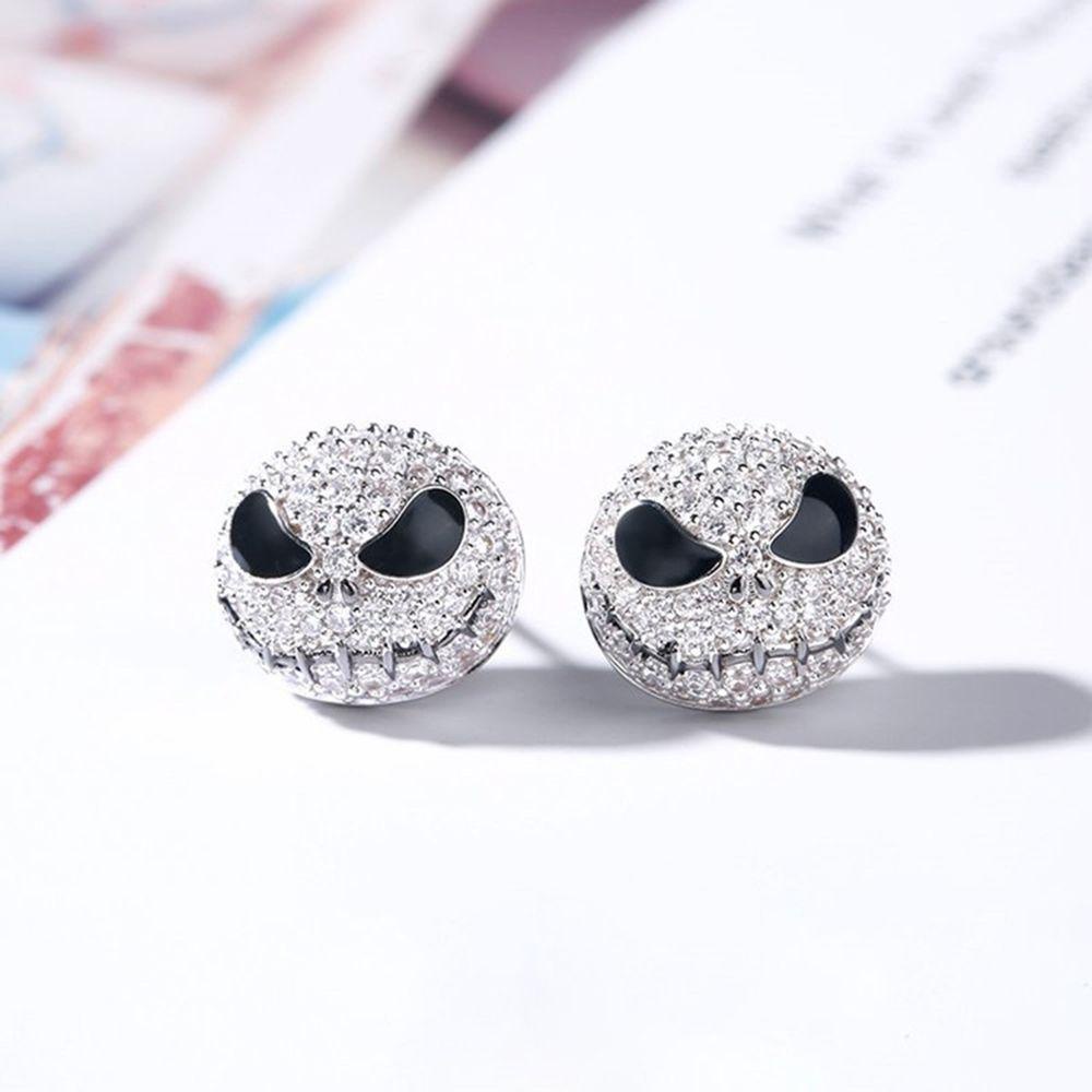 Top Nightmare Before Christmas New Chain Ear Studs Skull/Anting Tusuk Telinga Tengkorak