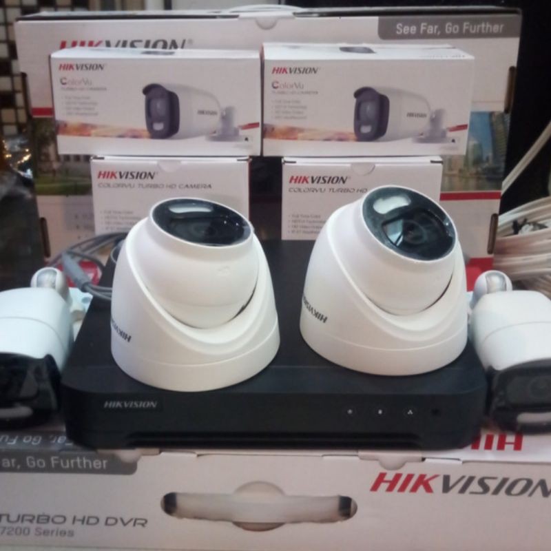 PAKET CCTV HIKVISION 4CH 5MP COLORVU MALAM WARNA 24 JAM