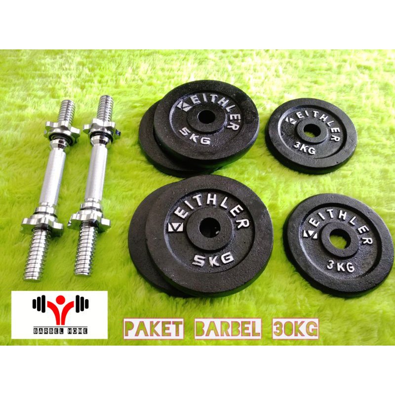 PAKET BARBEL 30KG/ PAKET DUMBBLE 30KG/ PEMBERAT 30KG