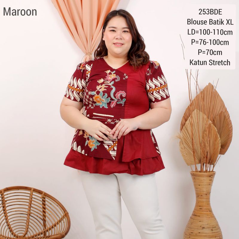 BIGSIZE BLOUSE NINA BATIK MODERN XL ATASAN CEWEK JUMBO 253 XL BAJU FASHION WANITA MURAH KERJA