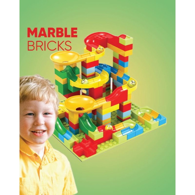 165 pc Mainan Marble Run Blok Seru