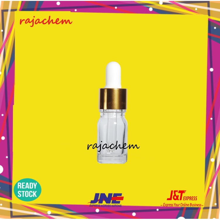 Botol Pipet Kaca Tebal 5 ml Ring Gold Putih