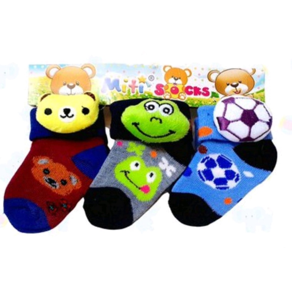 Kaos Kaki Bayi Boneka  (laki-laki,Katun Sapandex,Isi 3 pasang,usia 0 6 bulan,1 tahun)