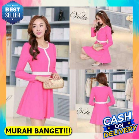Baju Dress Jumbo Polos Montana Pesta Natal Wanita Dewasa Murah Simple Anggun Trend Kekinian Modern T