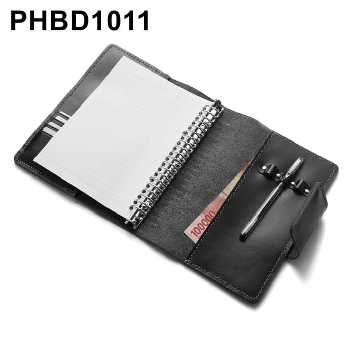 

Binder kulit asli A5 lose leaf agenda kampus hitam PHBD1011 sampul