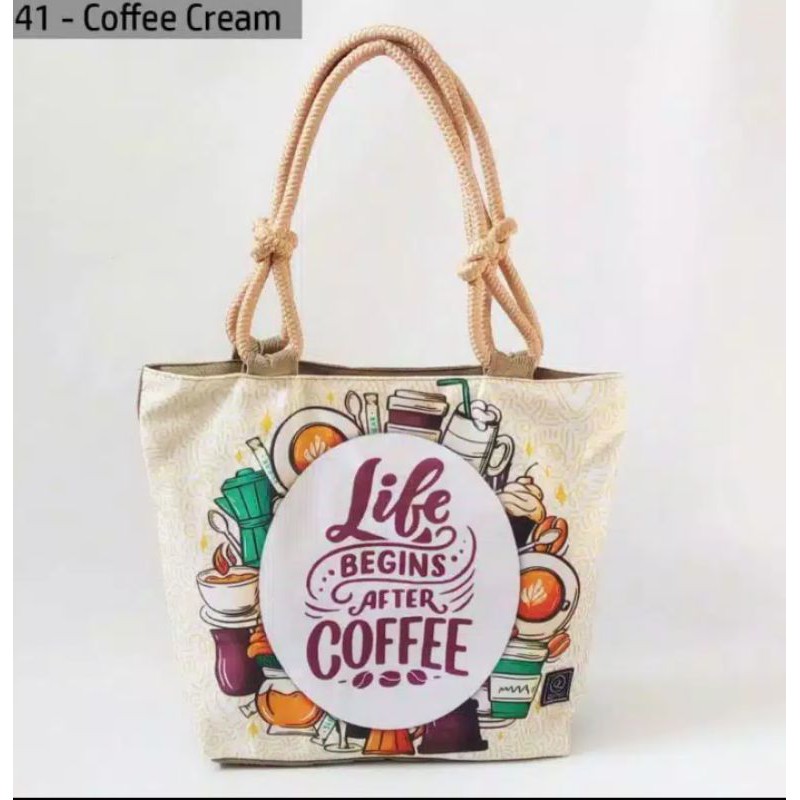 Tote bag Tali sumbu tas wanita motif printing style