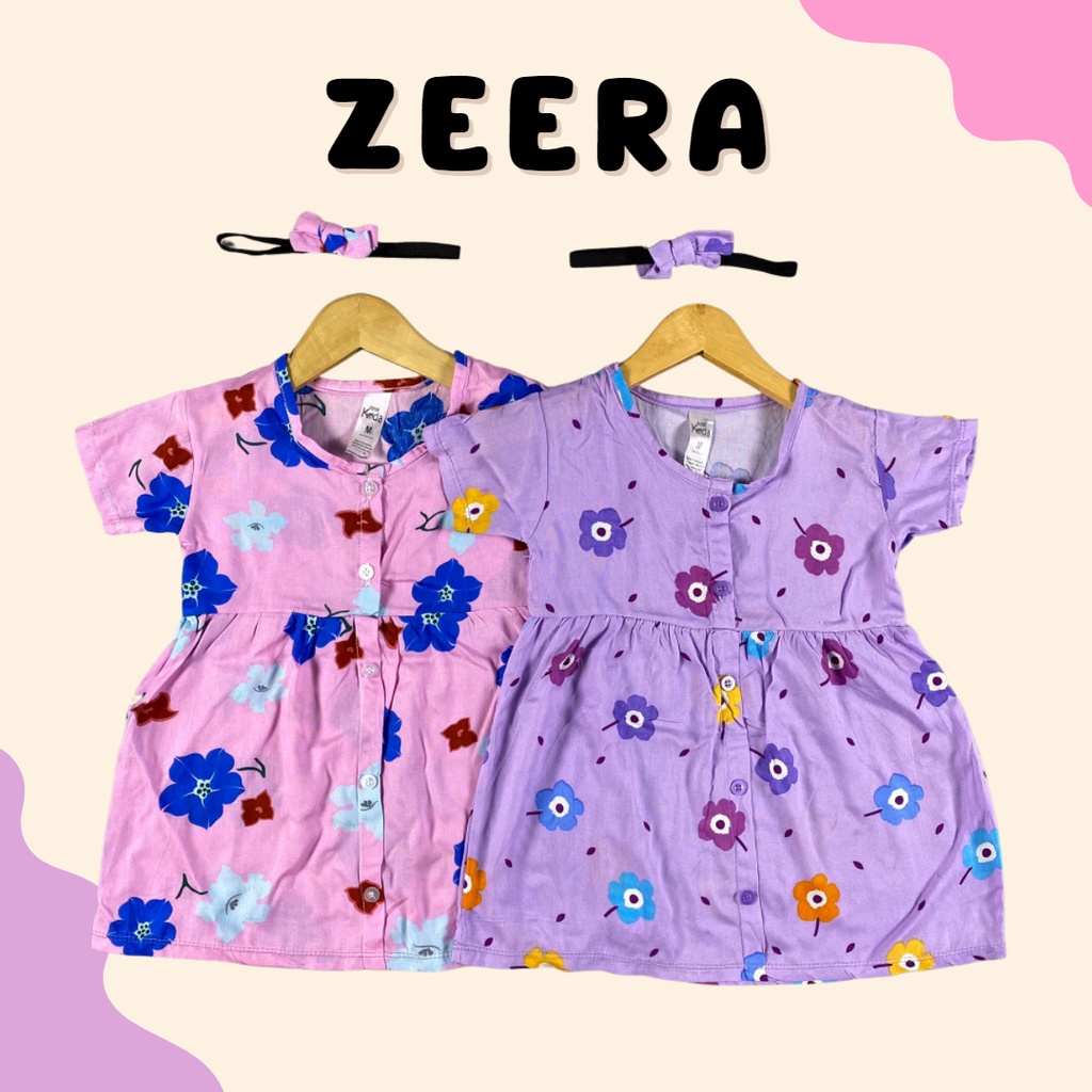 6-24 BLN DRESS BAYI PEREMPUAN ZEERA FREE HEADBAND  BY LITTLE KODA (SNI)