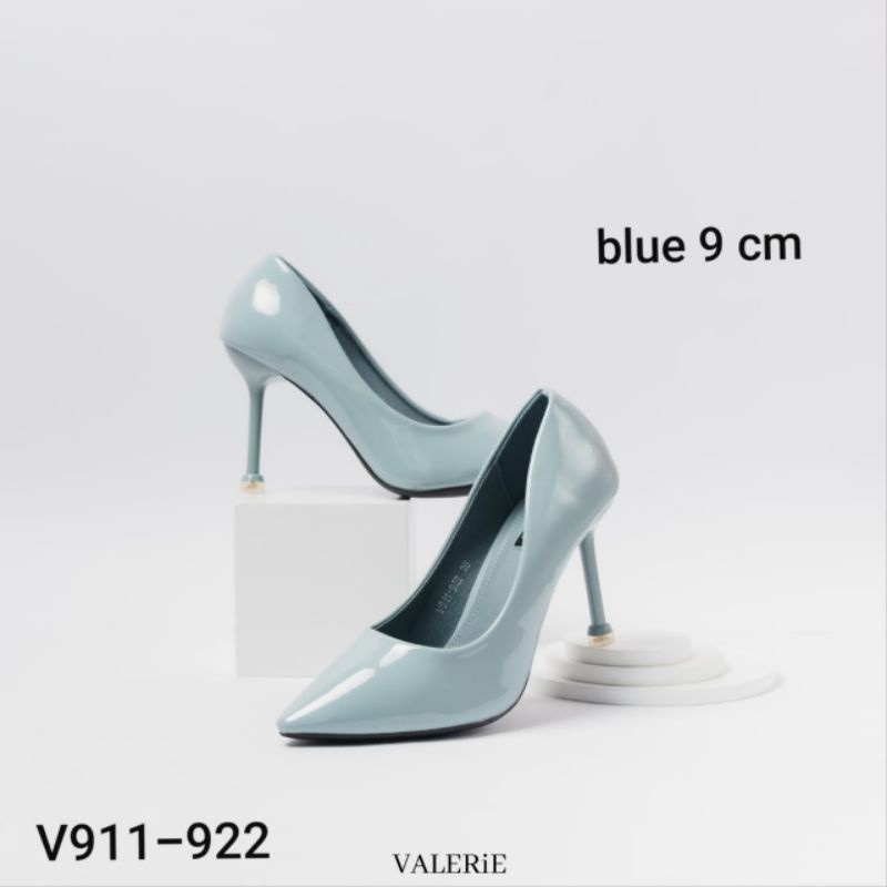 Valerie sepatu heels glossy polos V911-922 SIZE 35-39-blue 36
