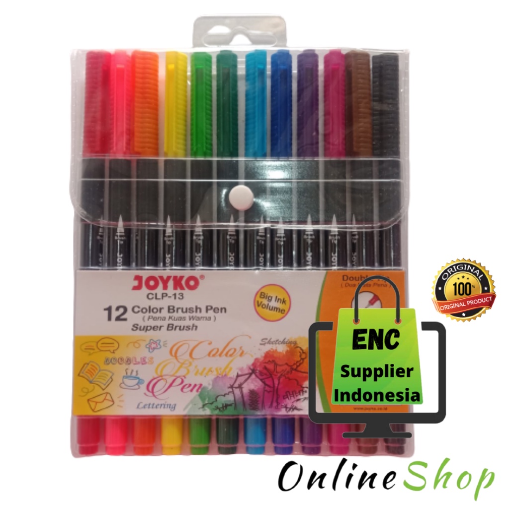 12 w super brush pen color joyko CLP-13 12w brushpen 12 warna kode clp 13 kuas per set - enc.sup