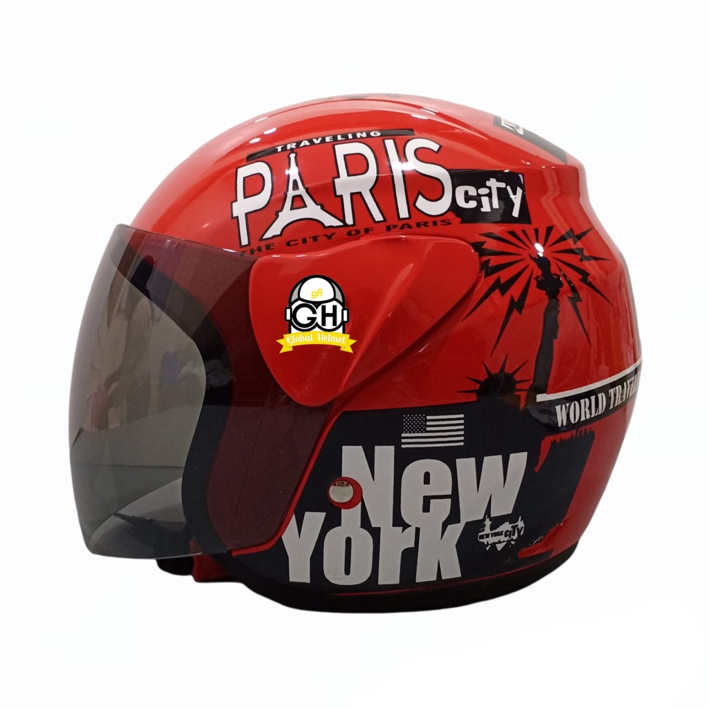 HELM EVOLUTION PARIS RED HALF FACE MURAH MODEL GM EVO