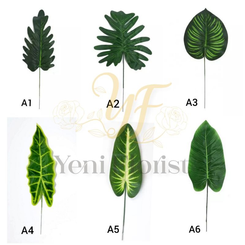 daun artificial / daun palsu / daun jari / daun monstera / daun palem