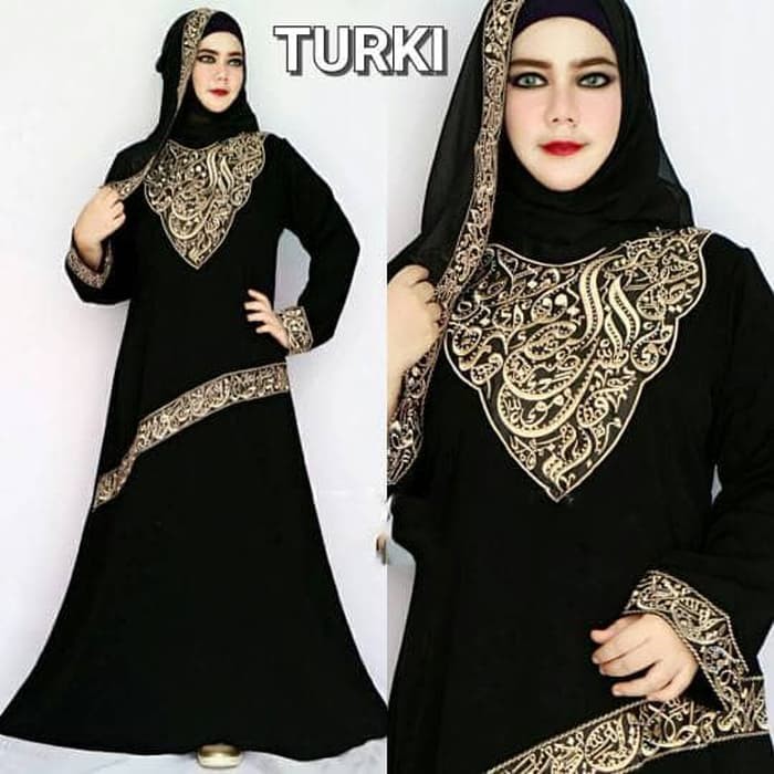 Abaya Turki / Gamis Arab / Busana Muslim / Abaya Saudi / Jubah - Hitam, M