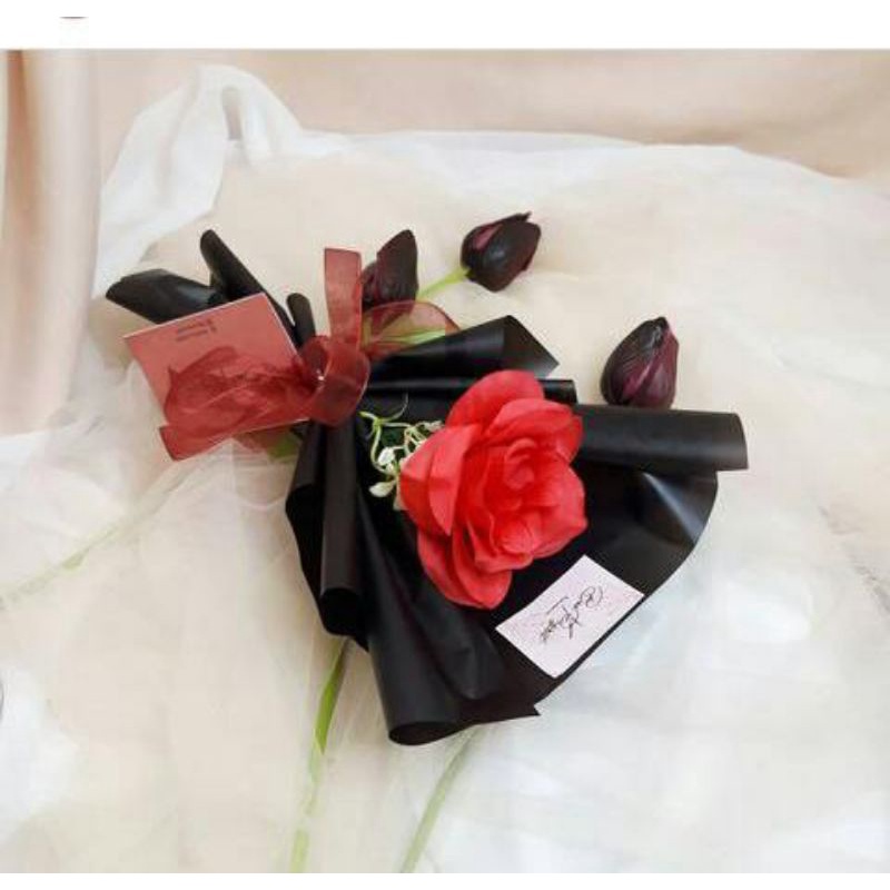 buket mawar 1 tangkai artificial