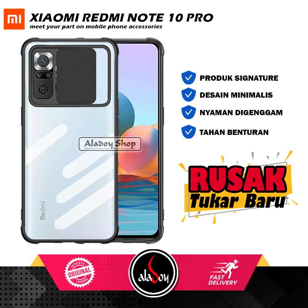 Case Xiaomi Remi Note 10 Pro Armor Fusion Slide Transparent Protection Camera Premium Casing