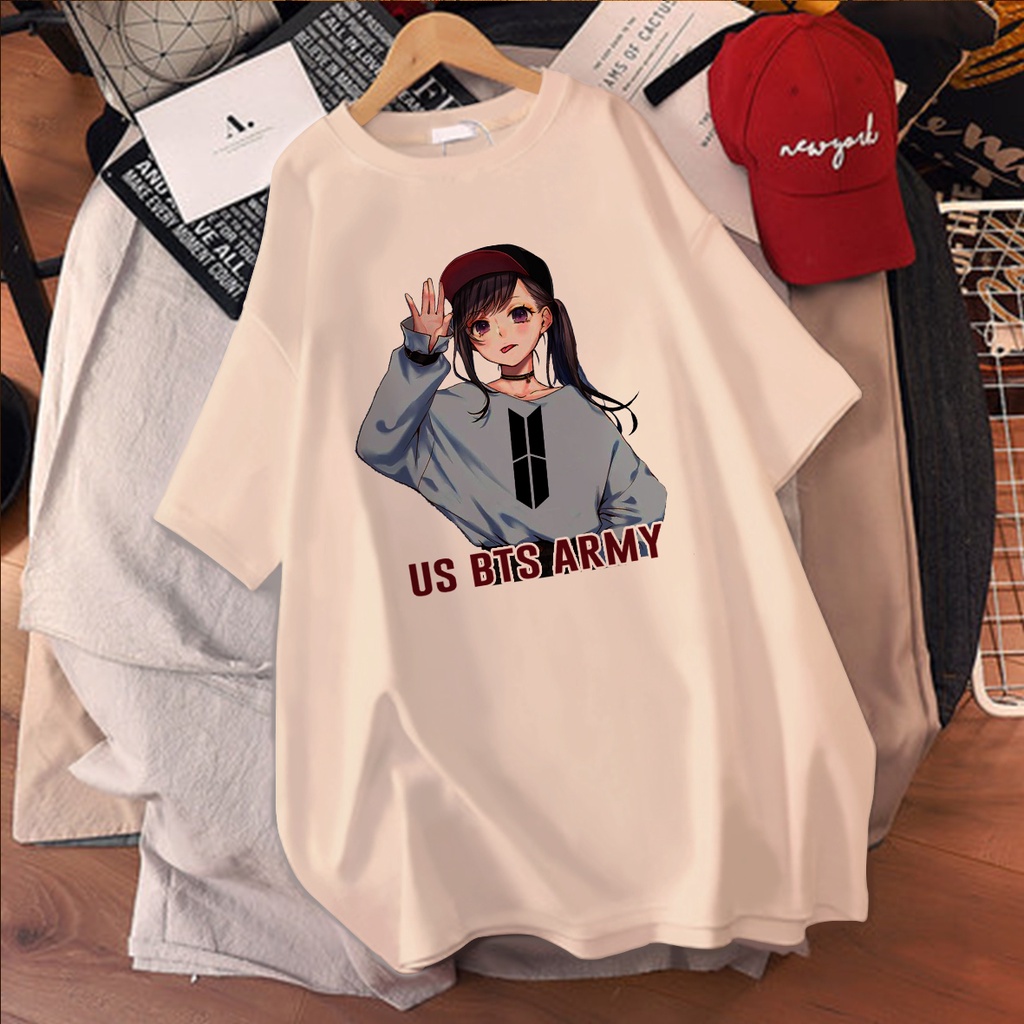 CALVIERO SHOP - BAJU KAOS WANITA DEWASA PRINT CASUAL US BTS ARMY