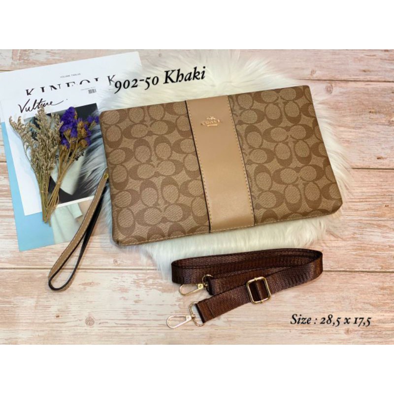 HANDBAGS CLUTCH NEW COACH WP 902 - 50 KHAKI IMPORT SEMPREM