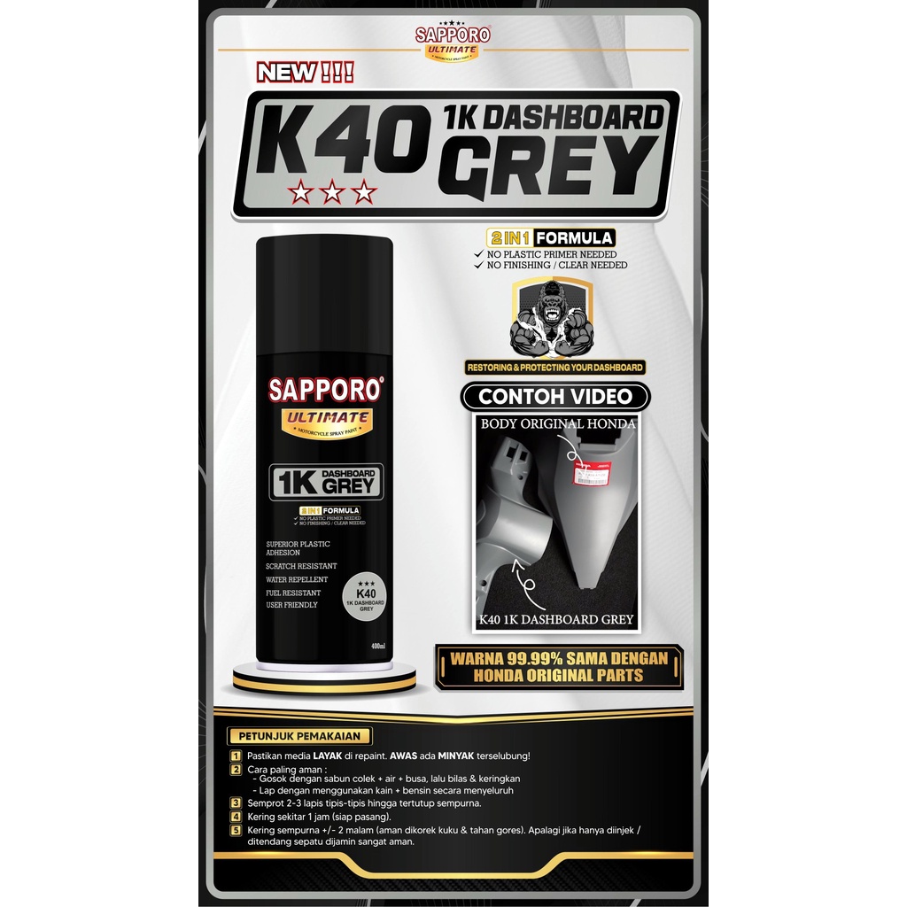 SAPPORO ULTIMATE 1K Dashboard Grey K40 400 ml