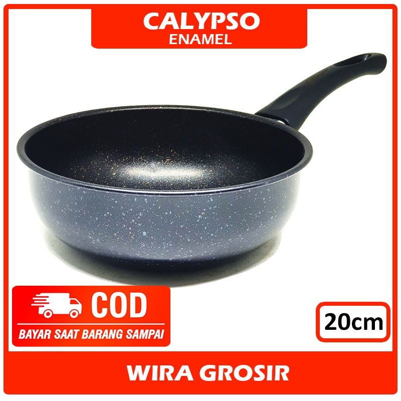 Calypso Frying Wok Pan Enamel Tanpa Minyak 20cm | Wajan Anti Gores | Penggorengan Anti Lengket