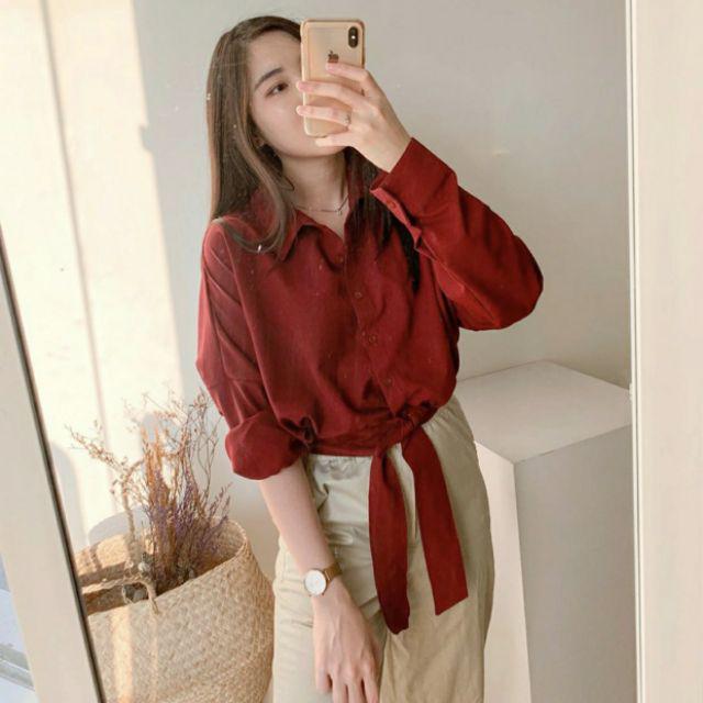 PC-[READY STOCK] Kemeja Miami Good Quality / Kemeja Wanita / Casual Style / Fashion Wanita-Maroon