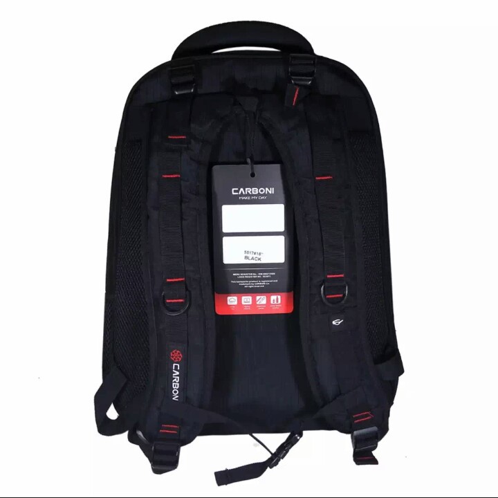 Carboni Premium Tas Ransel Pria Tas Fashion Pria  original Tas Punggung Backpack 18 Inchi - Black