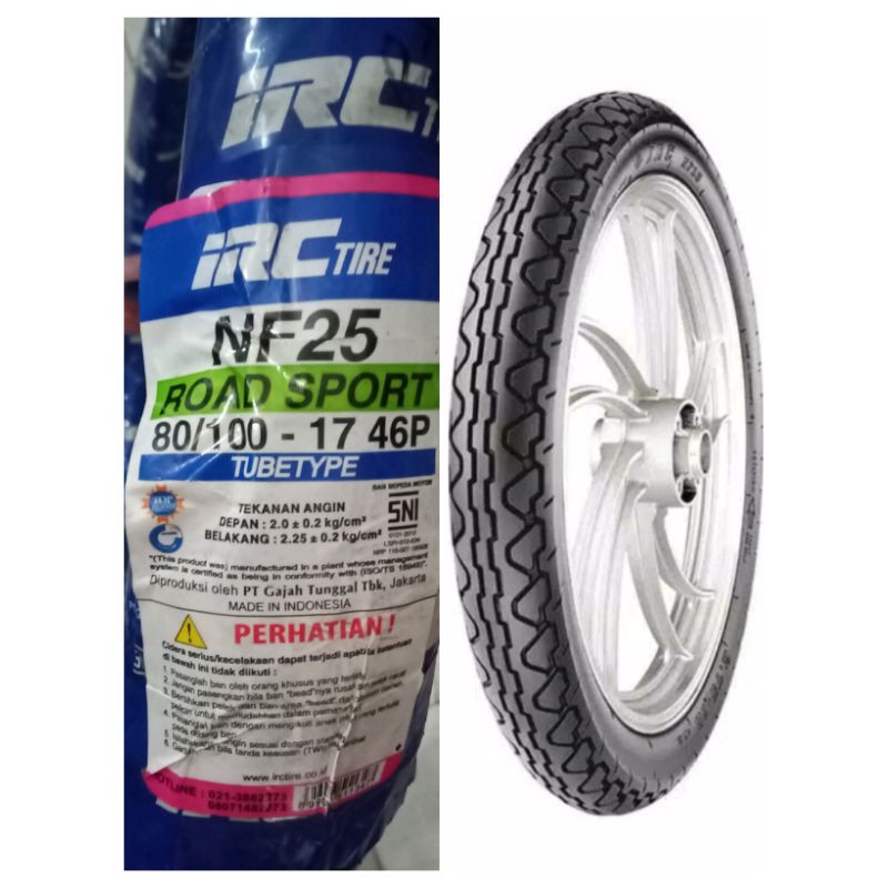 Ban IRC Ukuran 80 100 pelek 17 atau 80/100-17 NF 25 Non Tubeless