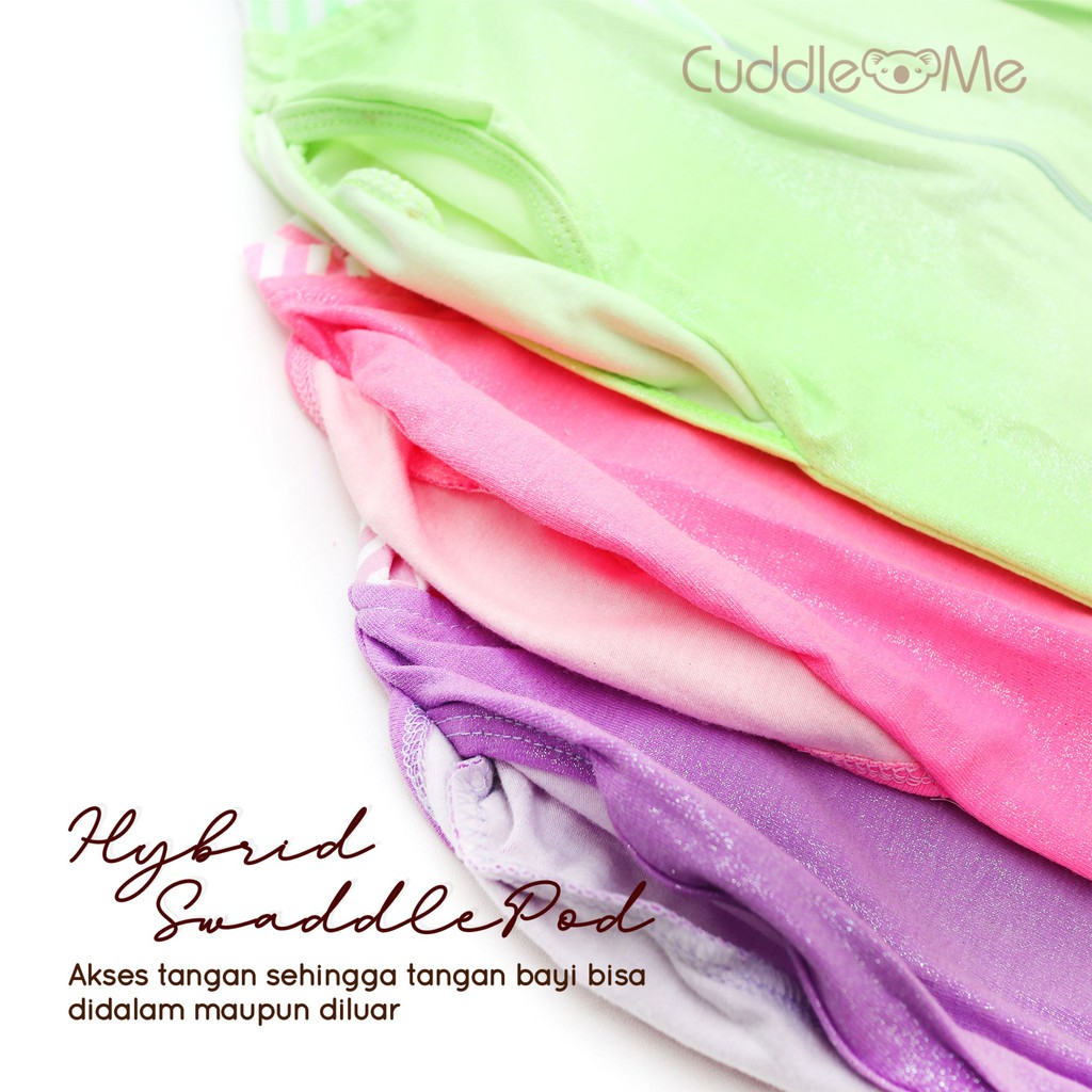 Bedong instant Cuddle me Hybrid Swaddle pod set dengan topi