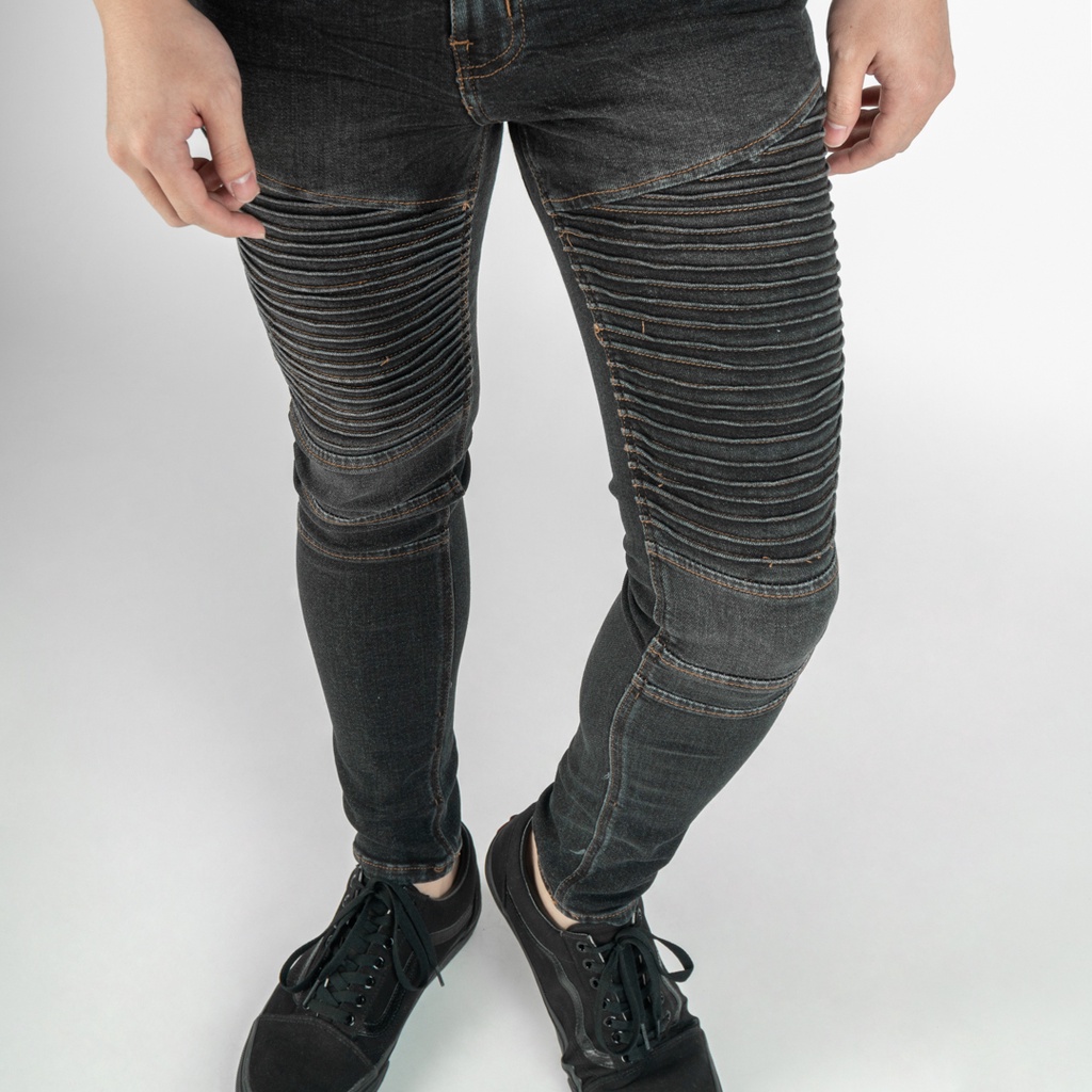 UNITEDJEANS - Celana Jeans Pria Bahan Stretch Denim - Biker Jeans - Exodius Black - (UJB-10)