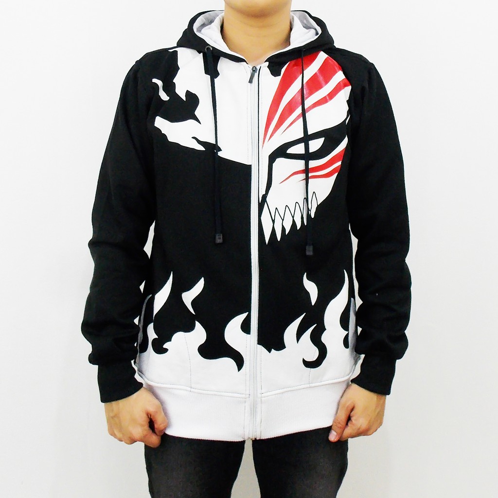 JAKET BLEACH - JAKET ANIME BLEACH ICHIGO KUROSAKI HOLLOW HITAM - JAKET COSPLAY ANIME - SWEATER PRIA