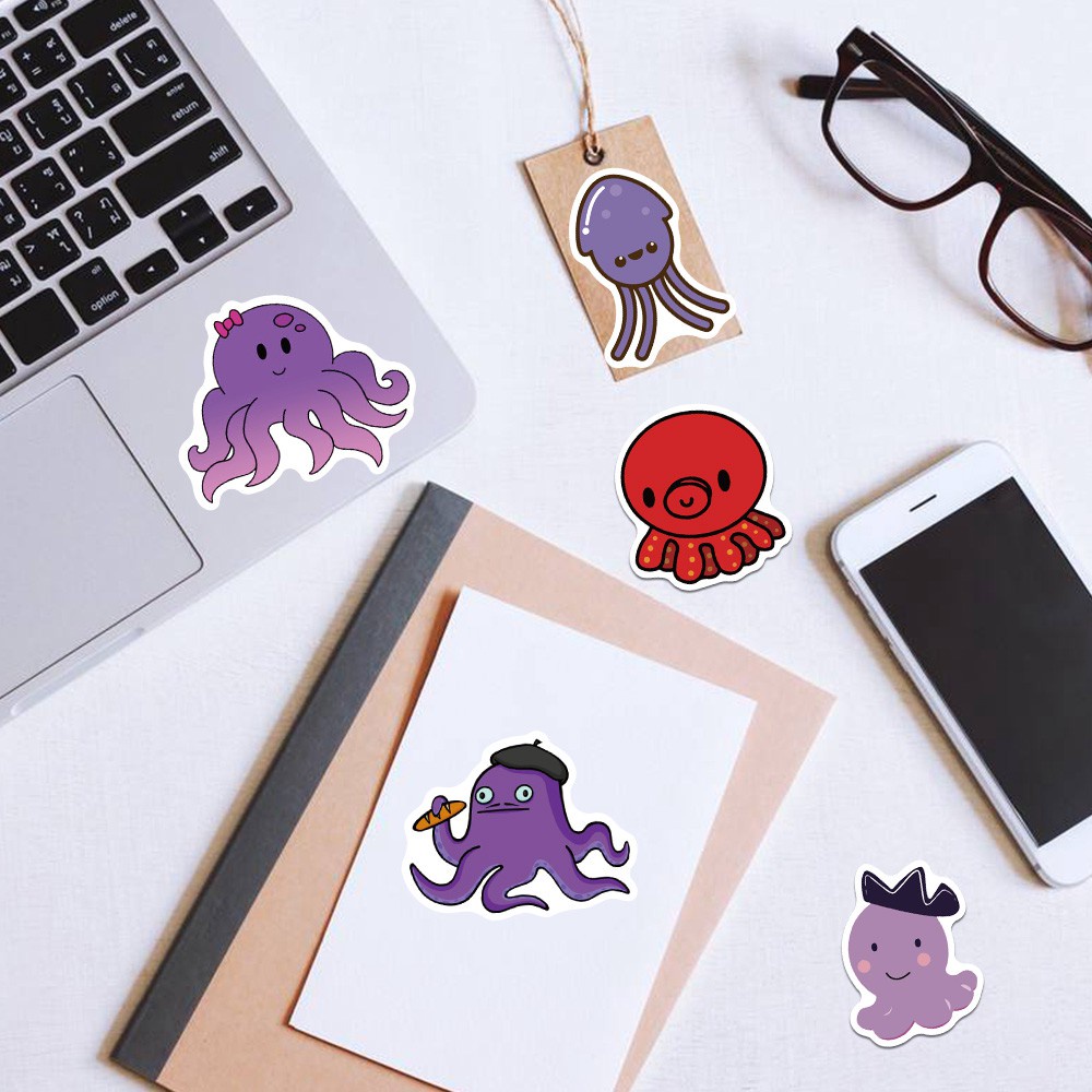 50PCS Octopus Anime Stickers Pack Cute Cool Cartoon Animal Funny Sticker for Kids Toys DIY Scrapbook Decoration Decals Gift