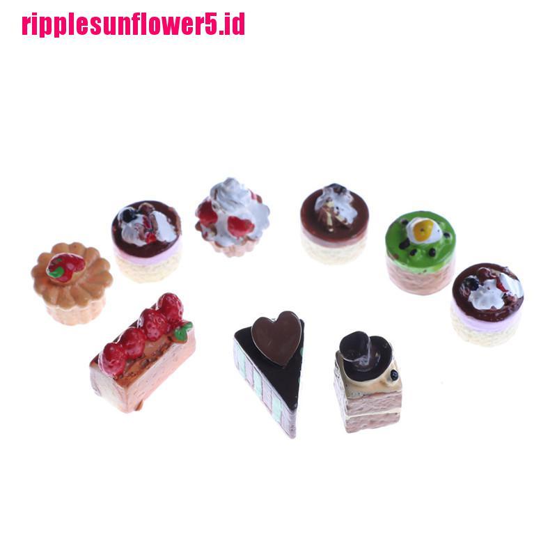 8pcs Miniatur Cupcake Strawberry Cokelat Untuk Rumah Boneka