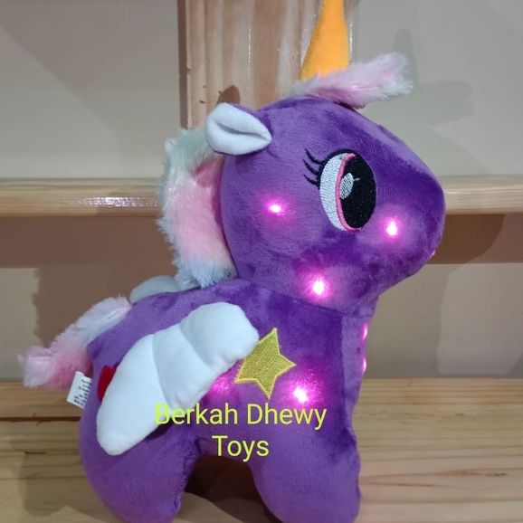 Boneka Kuda Poni Unicorn Rainbow Led Bisa Nyala/Boneka Unicron Bertanduk Pelangi Lucu Imut Murah