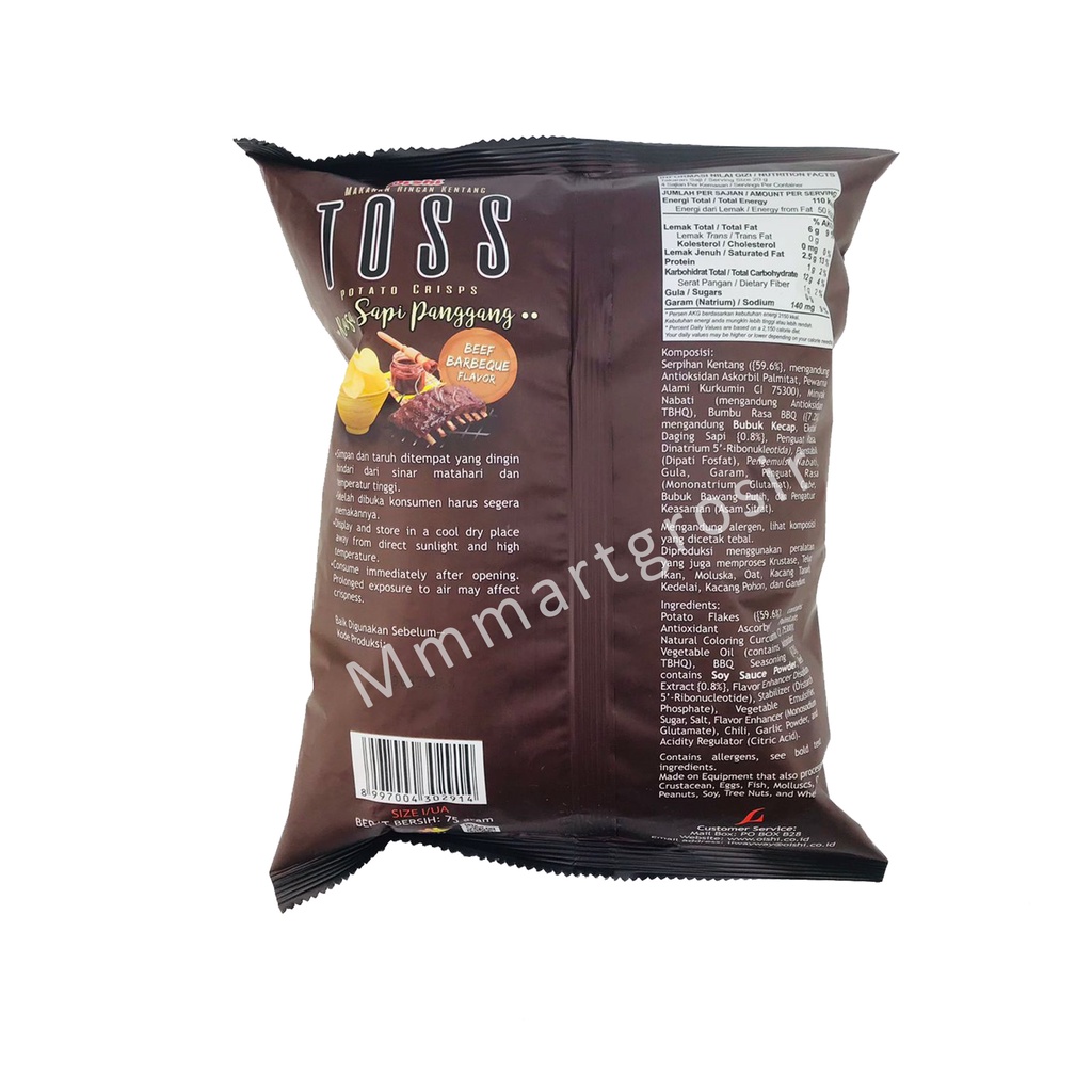 Oishi Toss / Potato Crisps / Rasa Sapi Panggang / 75g