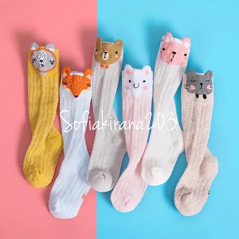 BARU! kaus kaki bayi panjang motif lucu/ bahan adem/ baby socks