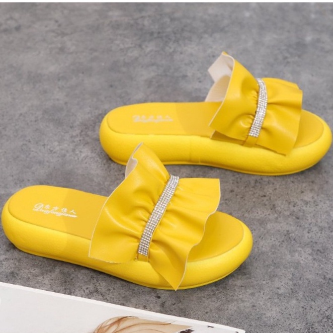 FD Sendal Fashion Korea Kekinian Wanita Cantik Sandal Slip On Cewek Import Terbaru DI-048