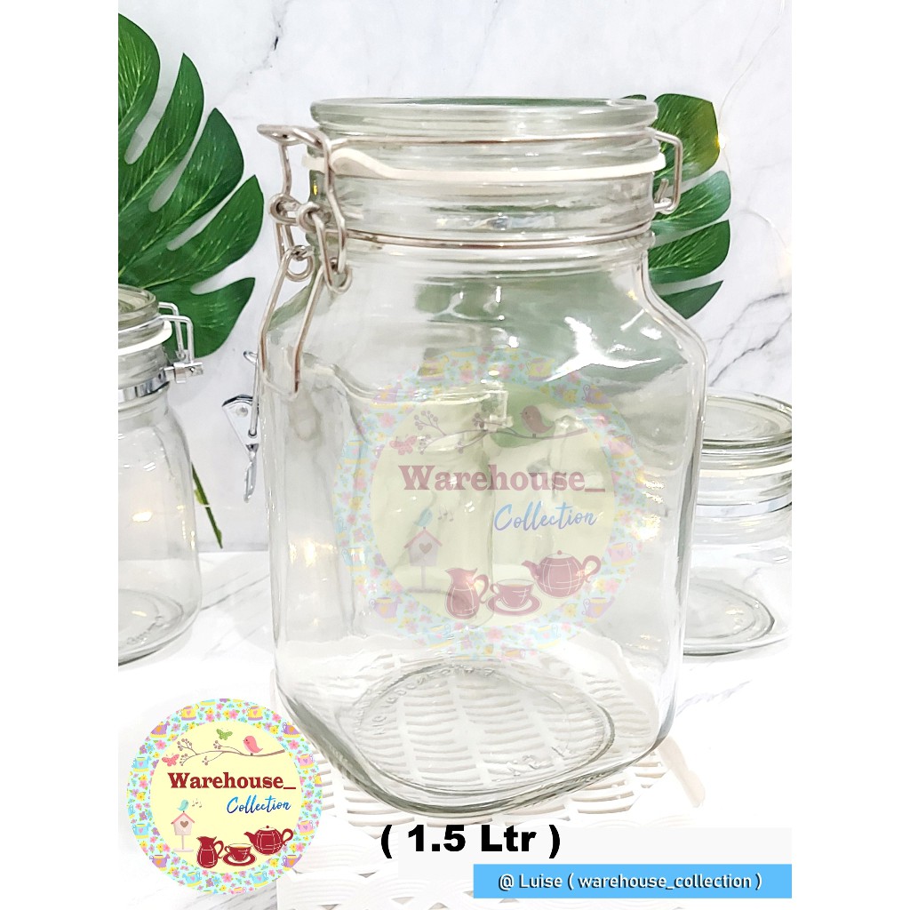 Toples Kaca Kedap Udara /Toples Hermetico 1500Ml Kig /Toples Kaca Tutup Kait