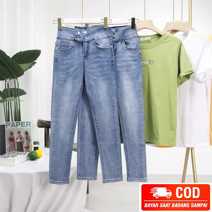 Celana Jins Cewek Kekinian Jeans Levis Import Distro FN651 Jeans High Waist , Panjang