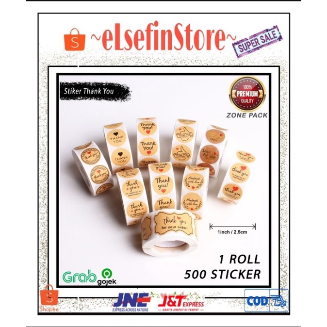 

500pcs STIKER LEBEL OLSHOP TULISAN THANK YOU UCAPAN TERIMA KASIH PACKING PAKET