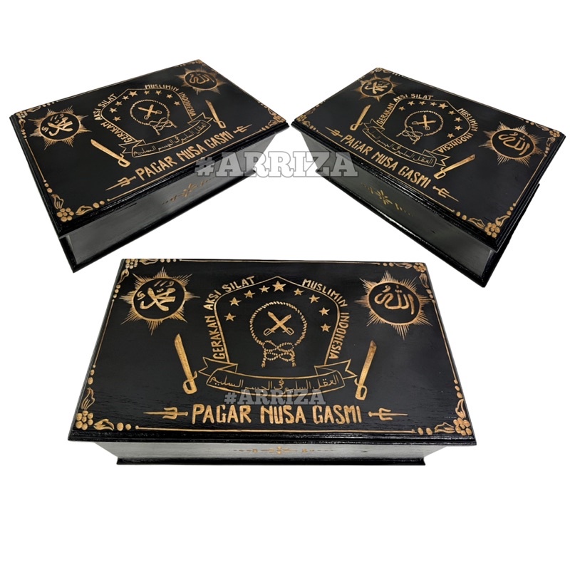 KOTAK SABUK MORI PN GASMI PAGAR NUSA GASMI MOTIF LAFADZ ALLAH MUHAMMAD / TEMPAT SABUK PAGAR NUSA GASMI / TEMPAT IKAT PINGGANG PN PAGAR NUSA GASMI / TERMURAH DARI KAYU JATI (FREE UKIR NAMA)