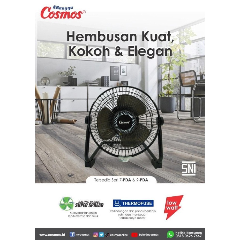 COSMOS Kipas Angin Meja 9 Inch 9PDA / Kipas Besi 2 Fungsi - Garansi 3 Tahun