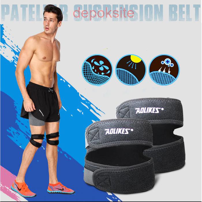 2 Pcs Aolikes 7929 Pelindung Lutut Knee Pad Patella Nyeri Lutut Bracer - Dua Buah- All Size