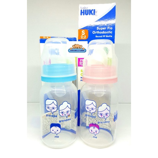 Botol susu Huki PP BP dot gepeng Super Flo 120 ml bpa free spongebob #338