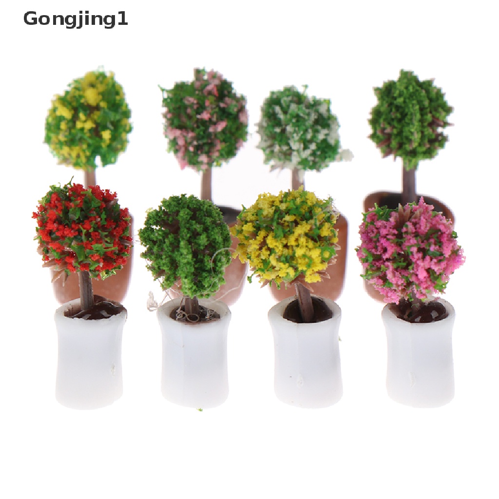 Gongjing1 4Pcs Miniatur Pot Tanaman Hijau Skala 1: 12 Untuk Dekorasi Rumah Boneka