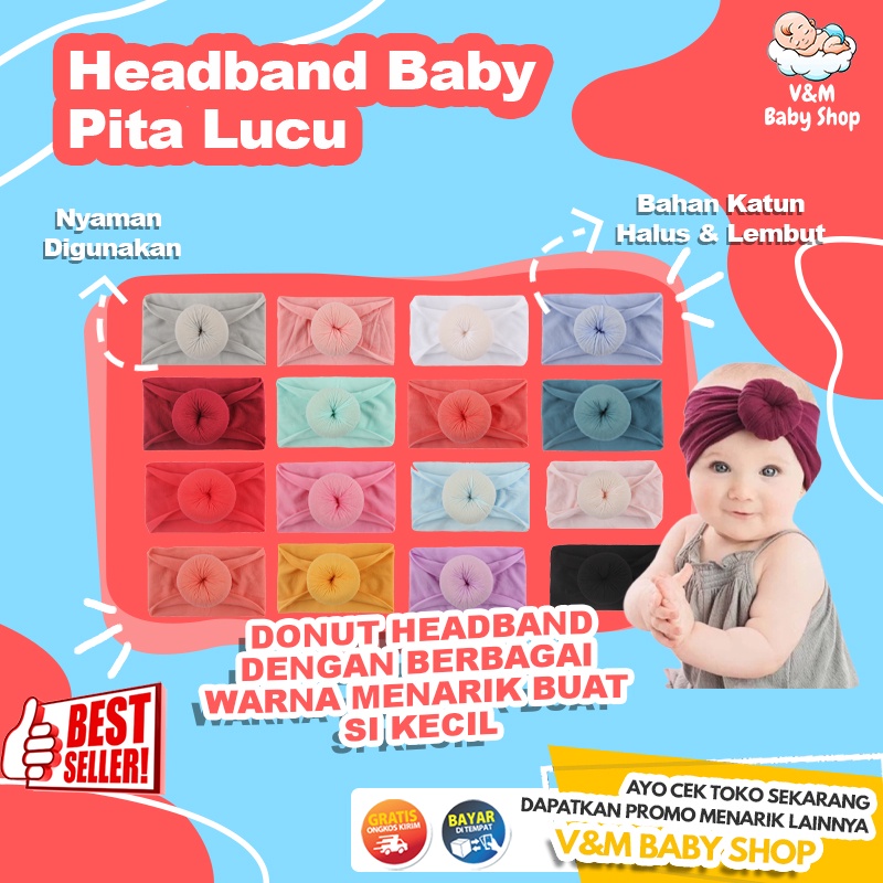 VnM057 | Donut headband / Bandana Bayi Anak Perempuan Donut Bulat/ Headband Baby Pita Lucu