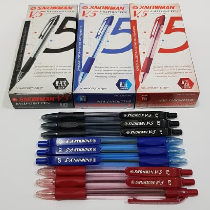 

PROMO Ballpoint / Bolpen / Pulpen Merk Snowman V-5 V5 0.7 Cetekan - Hitam