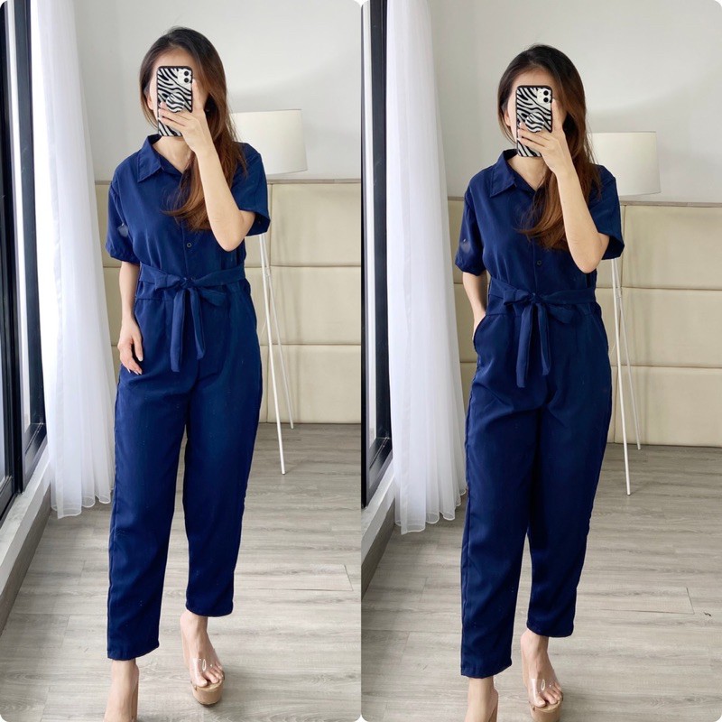 Jumpsuit casual wanita panjang  lengan pendek / jumpsuit busui ( K 456  )