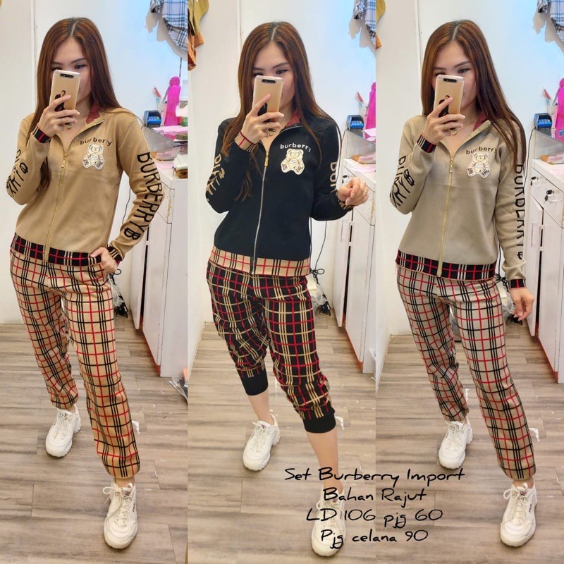 Set Burberry Premium Import (Jaket+Celana)